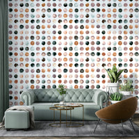 Terracotta polka dot mural with a watercolor finish.

