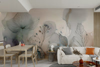 Light pink blossom wallpaper for peaceful interiors

