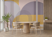 Vibrant mid-century abstract mural for stylish home decor.

