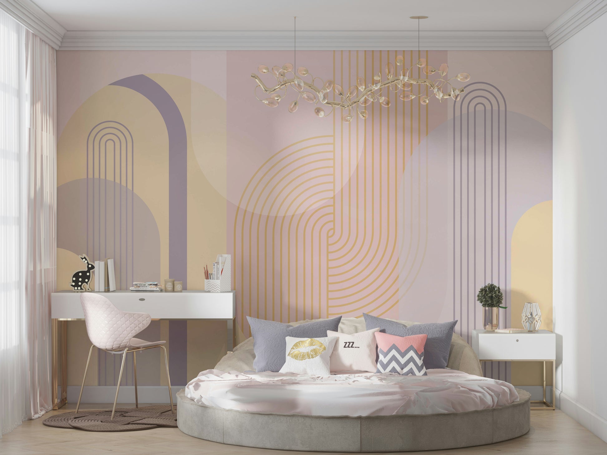 Gentle Arches Wall Mural with flowing, minimalist shapes.

