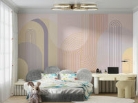 Elegant gentle arches wall mural in calming neutral colors.

