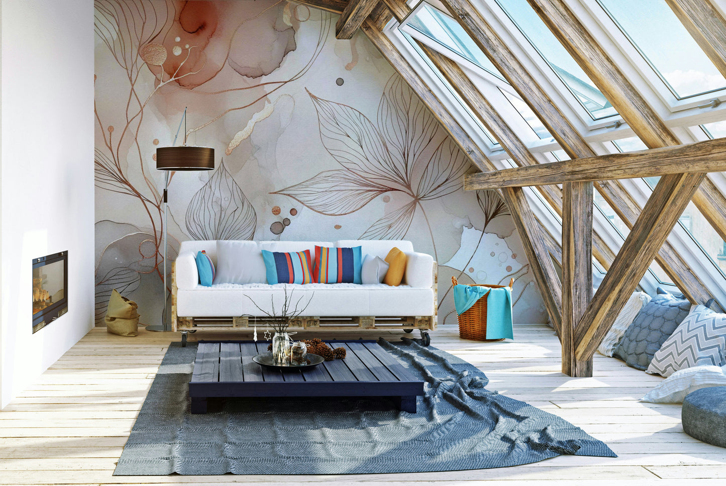 Blushing Botanical Dream Wall Mural