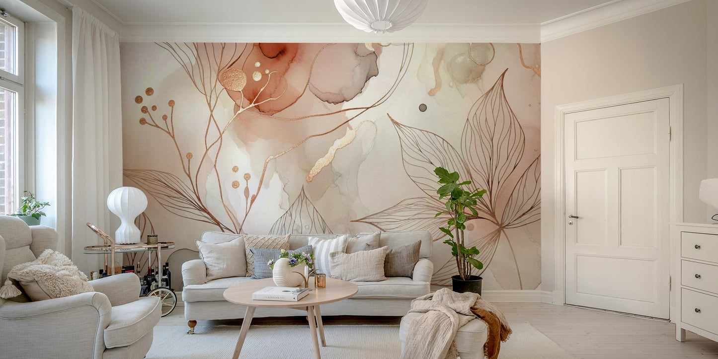 Blushing Botanical Dream Wall Mural