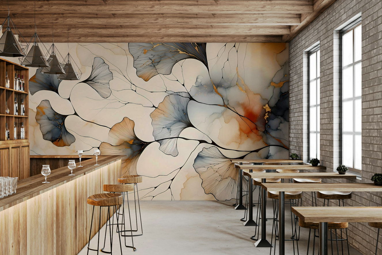 Gilded Ginkgo Elegance Wall Mural