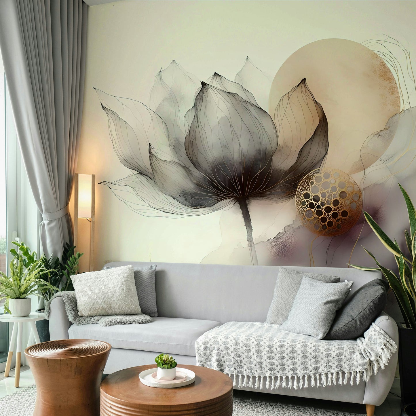 Ink Wash Floral Haze Wall Mural