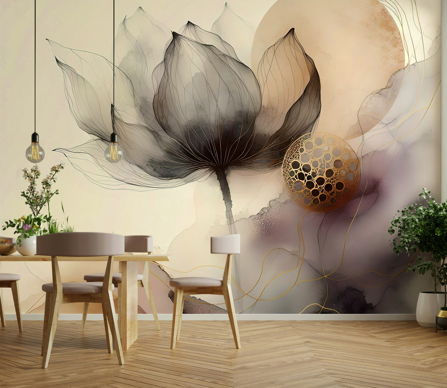 Ink Wash Floral Haze Wall Mural