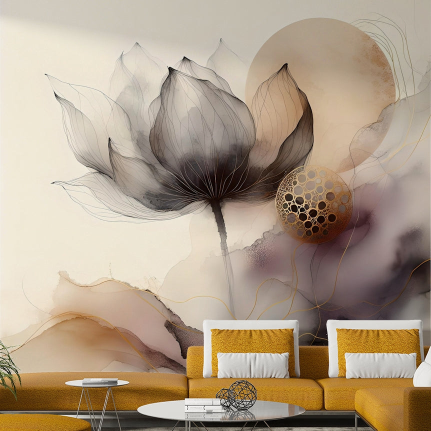 Ink Wash Floral Haze Wall Mural