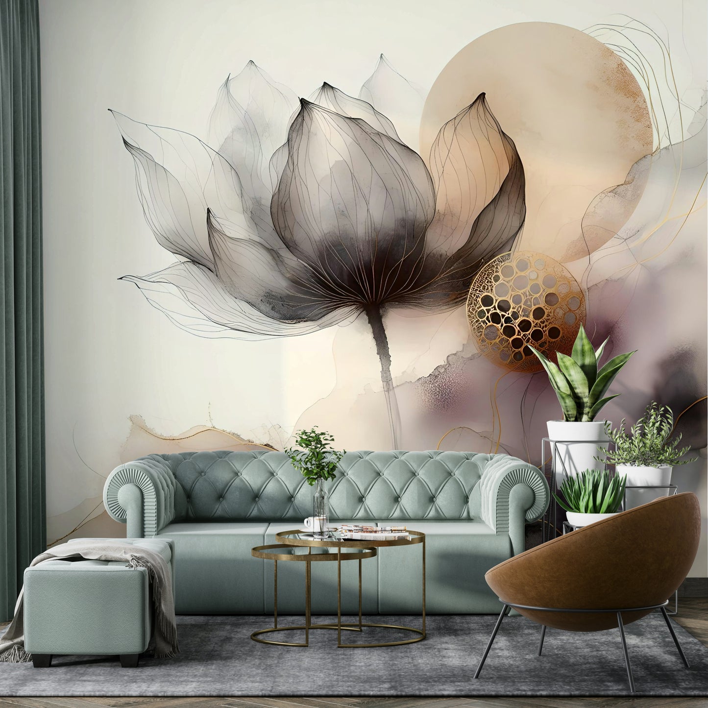 Ink Wash Floral Haze Wall Mural