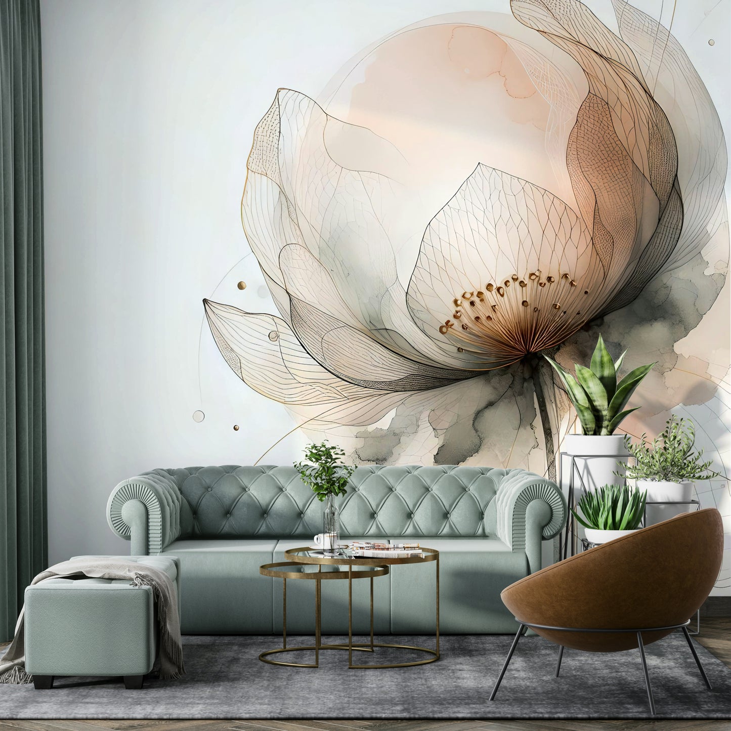 Ink Wash Lotus Dream Wall Mural