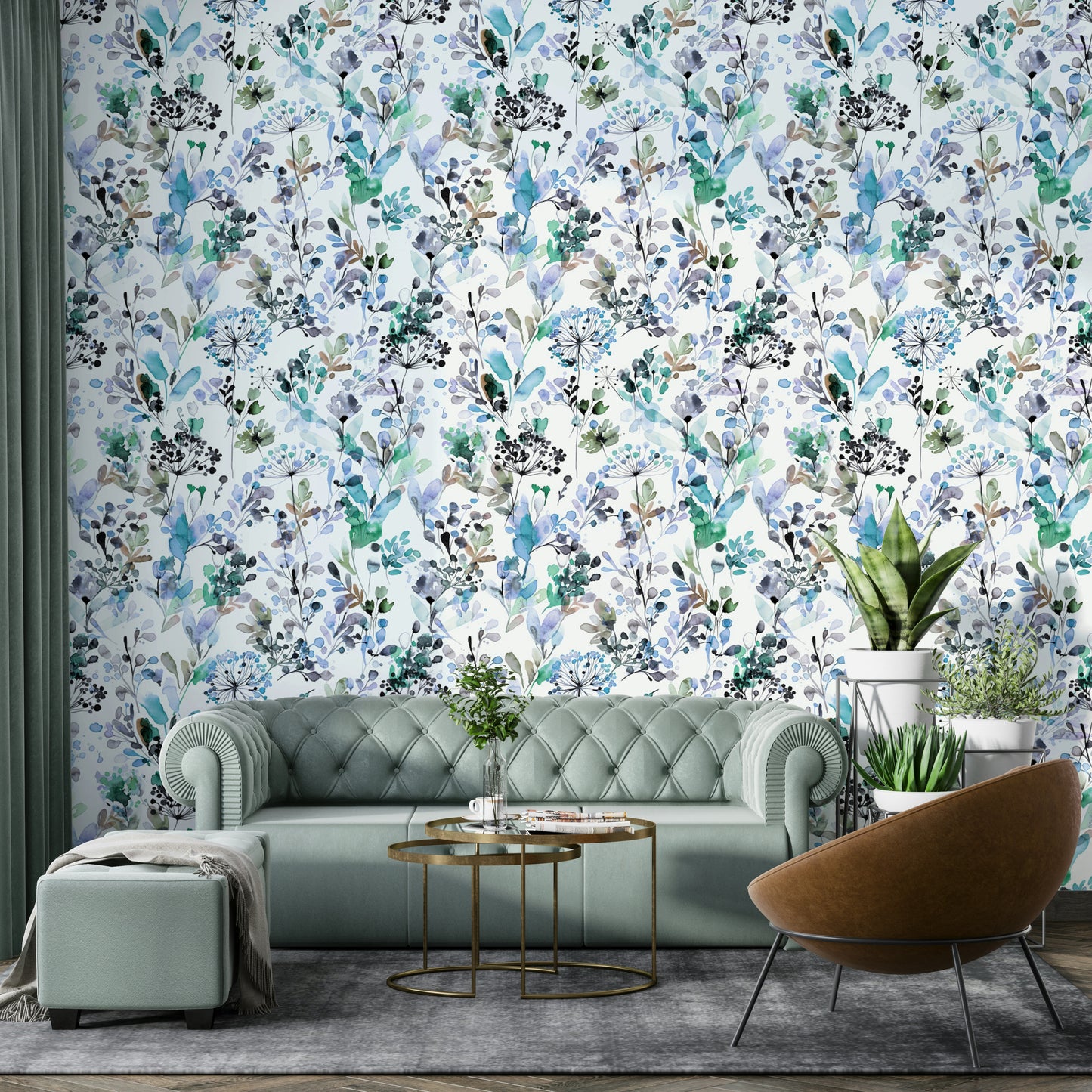 Wild Grasses Blue Wallpaper⁠