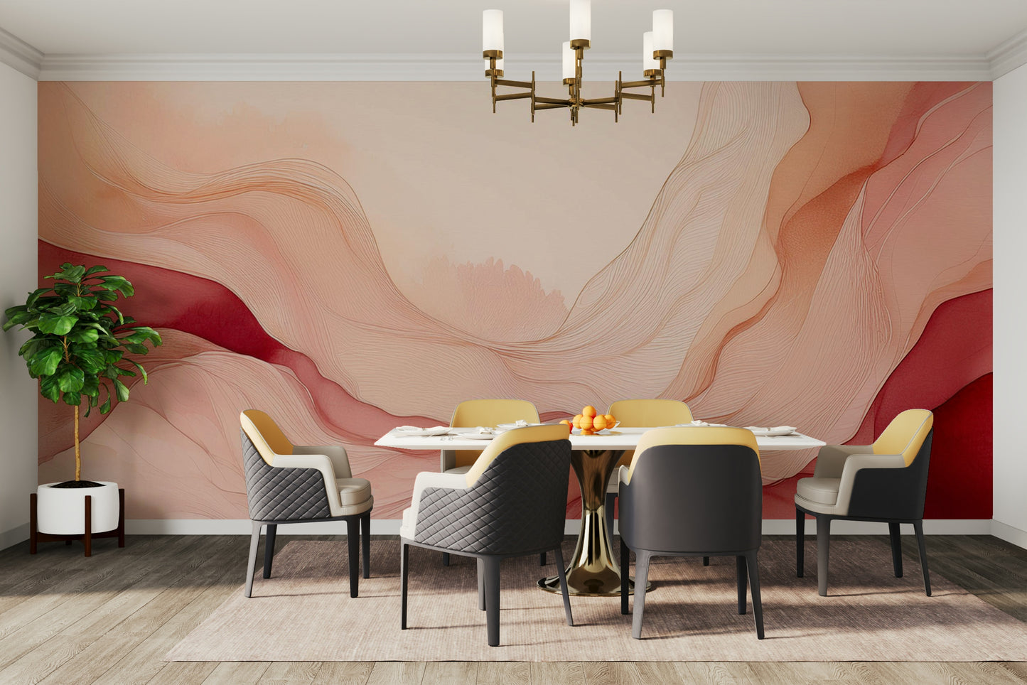 Serene Blush Waves Wall Mural