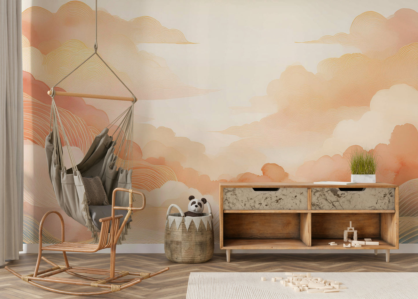 Coral Cloud Art Wall Mural
