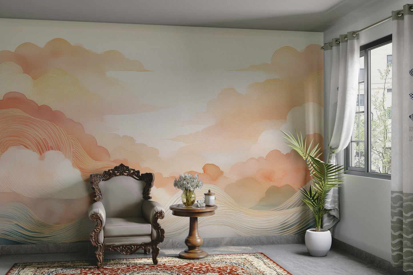 Coral Cloud Art Wall Mural