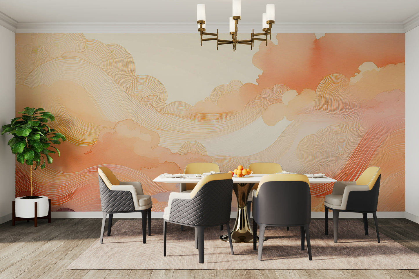 Coral Dream Swirls Wall Mural