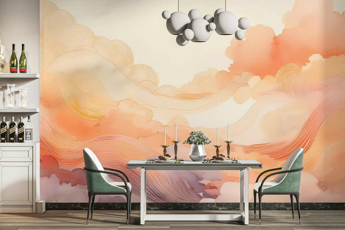 Coral Dream Swirls Wall Mural