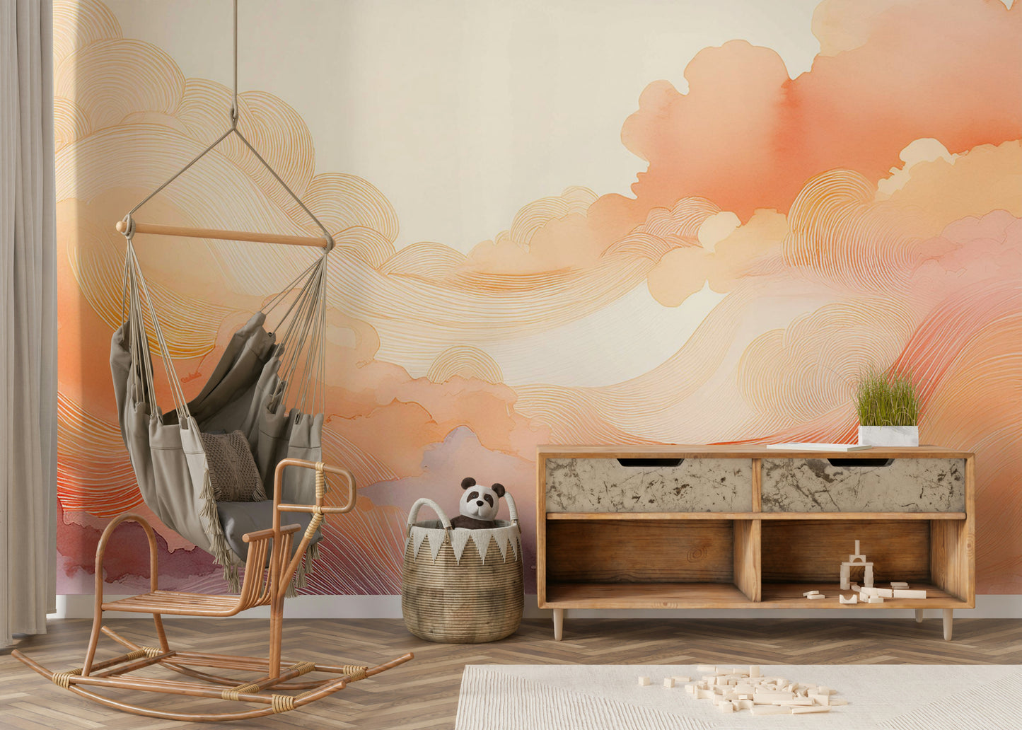 Coral Dream Swirls Wall Mural