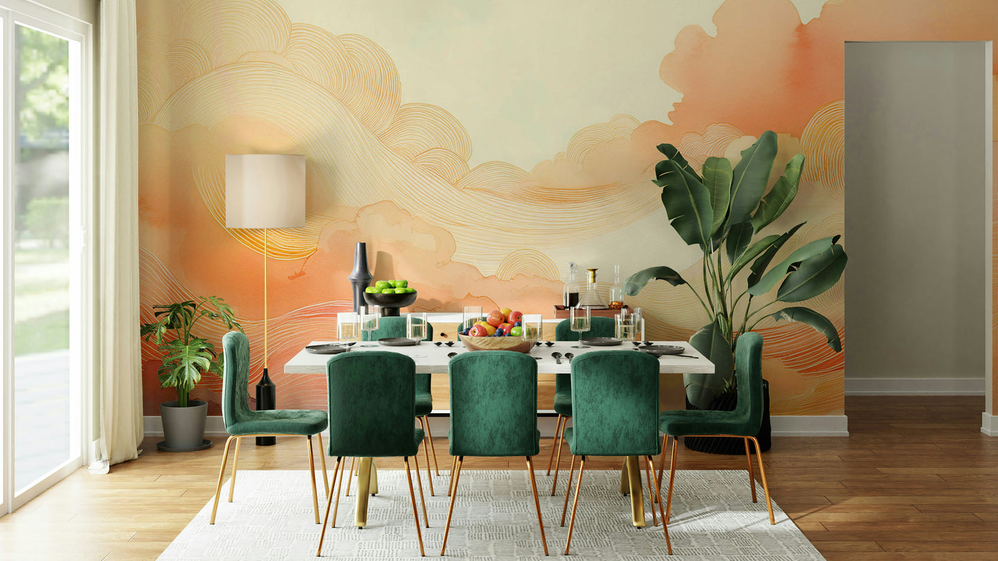 Coral Dream Swirls Wall Mural