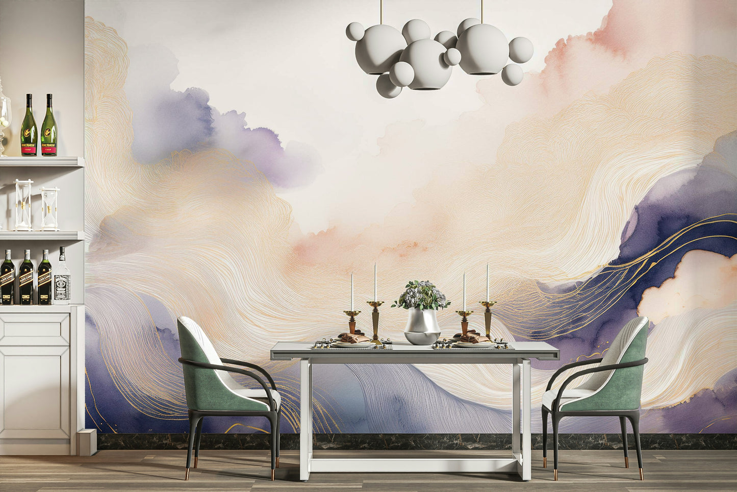 Lavender Cloud Forms Wall Mural