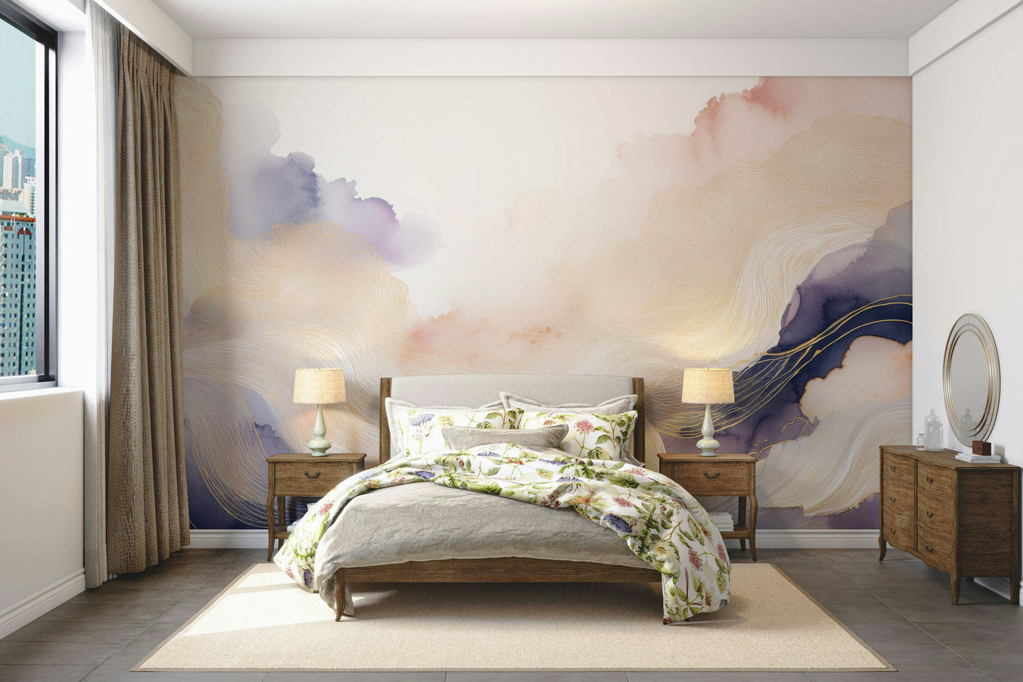 Lavender Cloud Forms Wall Mural