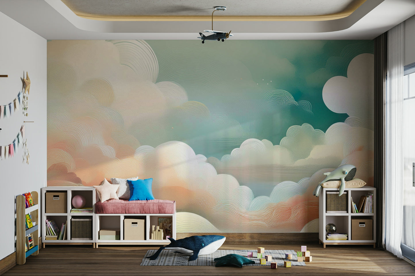 Whimsical Cloud Vista Wall Mural