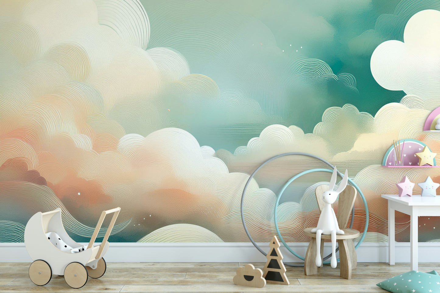 Whimsical Cloud Vista Wall Mural
