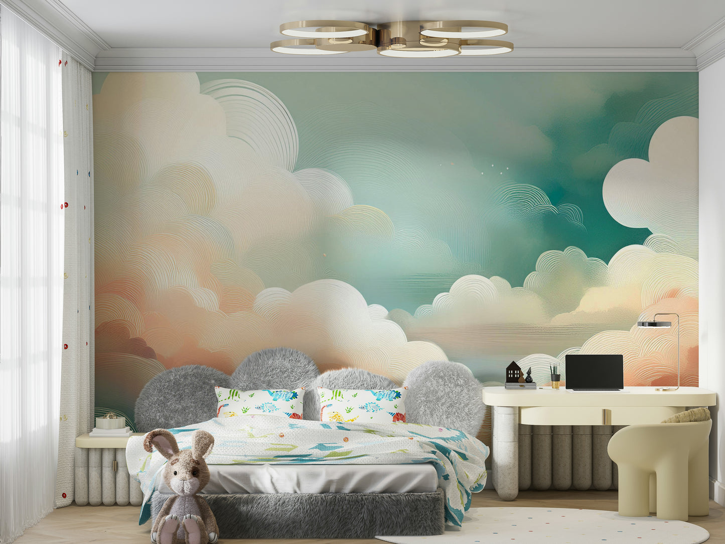 Whimsical Cloud Vista Wall Mural