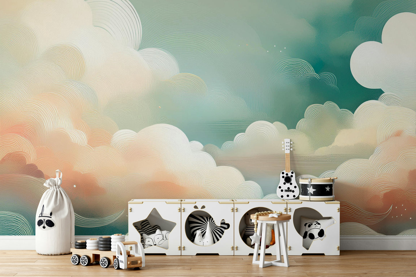 Whimsical Cloud Vista Wall Mural
