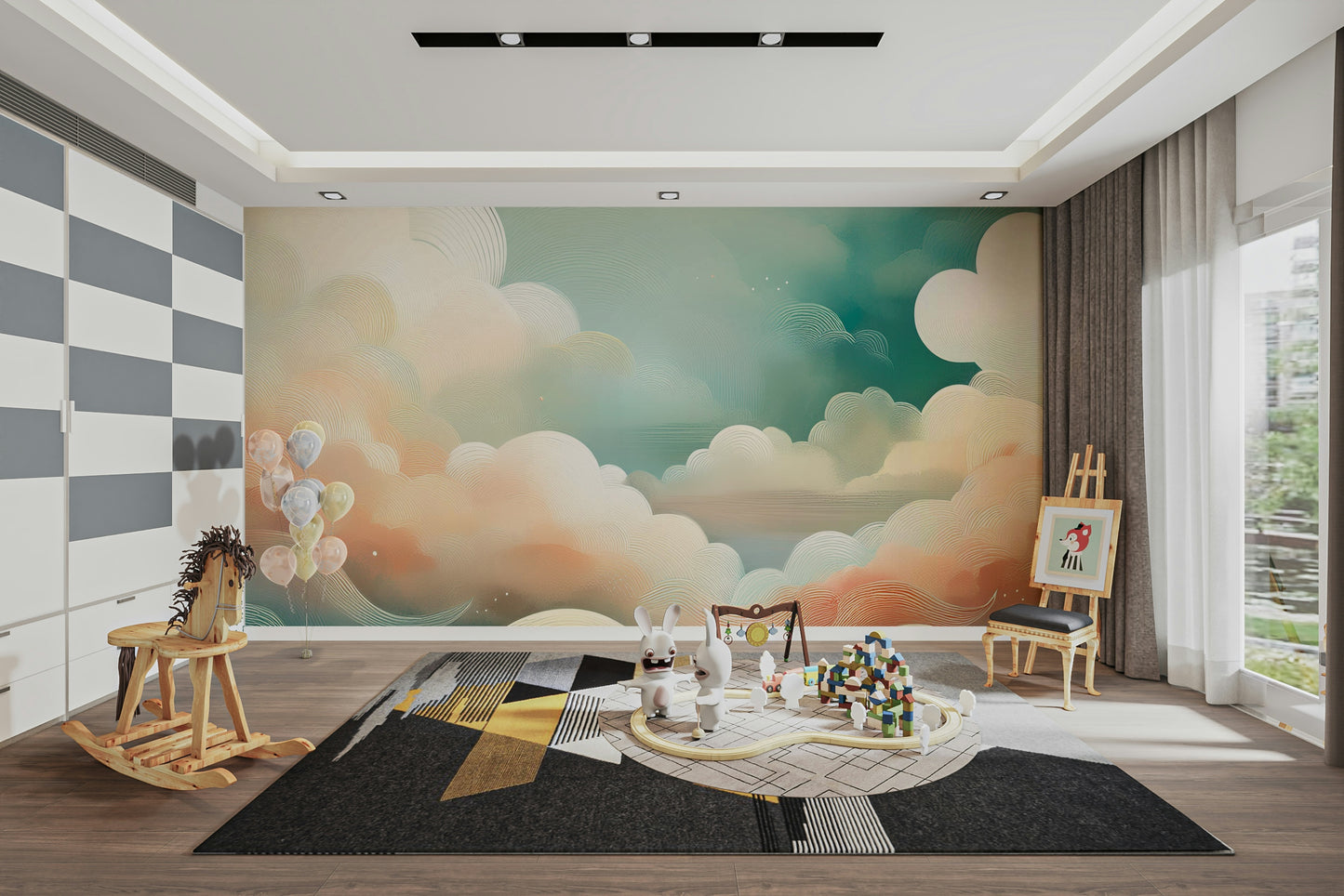 Whimsical Cloud Vista Wall Mural