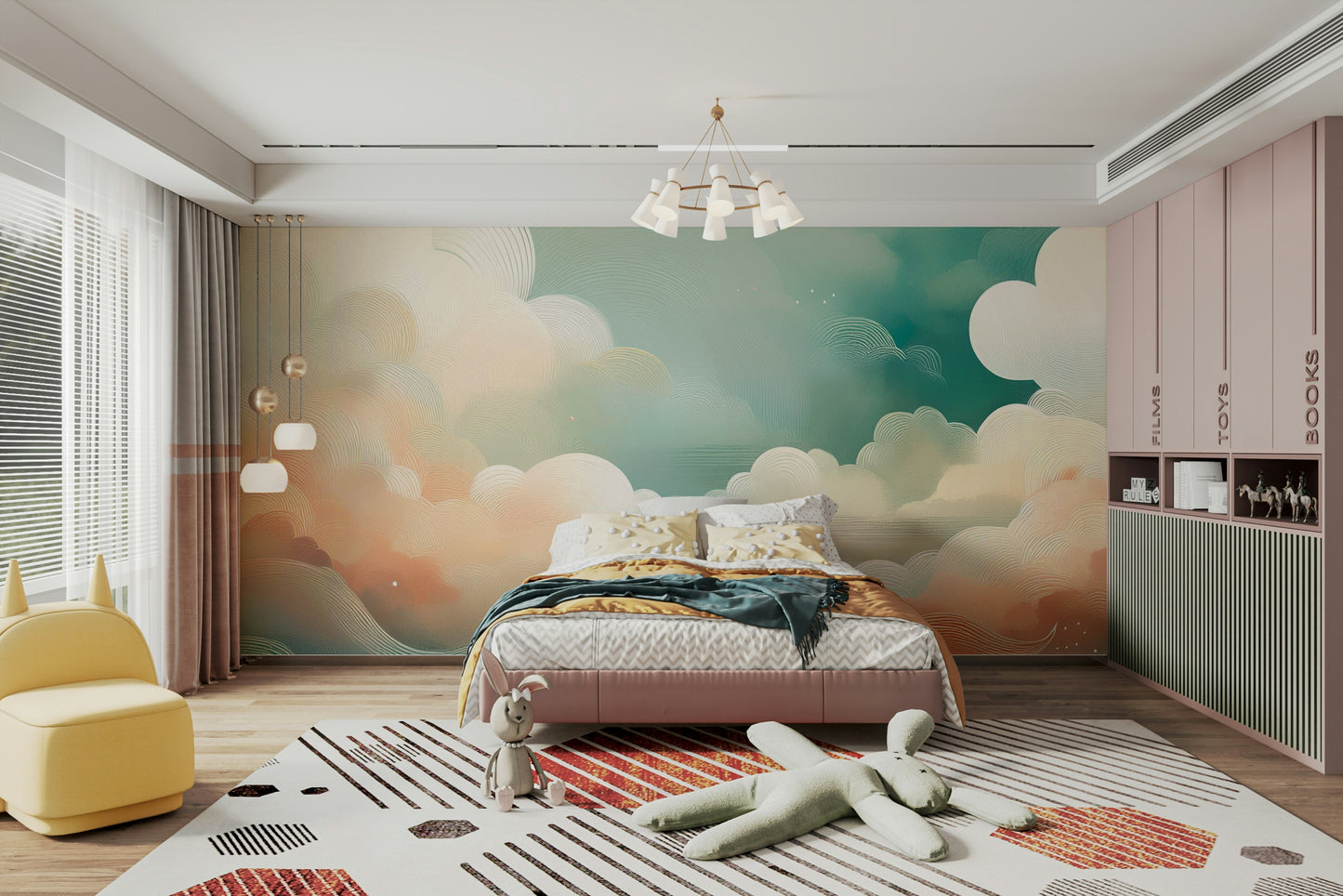 Whimsical Cloud Vista Wall Mural