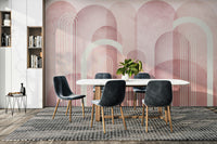 Blush Pink Archways mural for calming and elegant interiors

