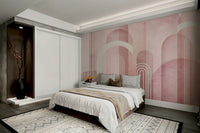 Soft blush pink arch wallpaper for peaceful rooms

