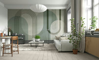Vintage-inspired Mid Century Forest Green wallpaper for walls

