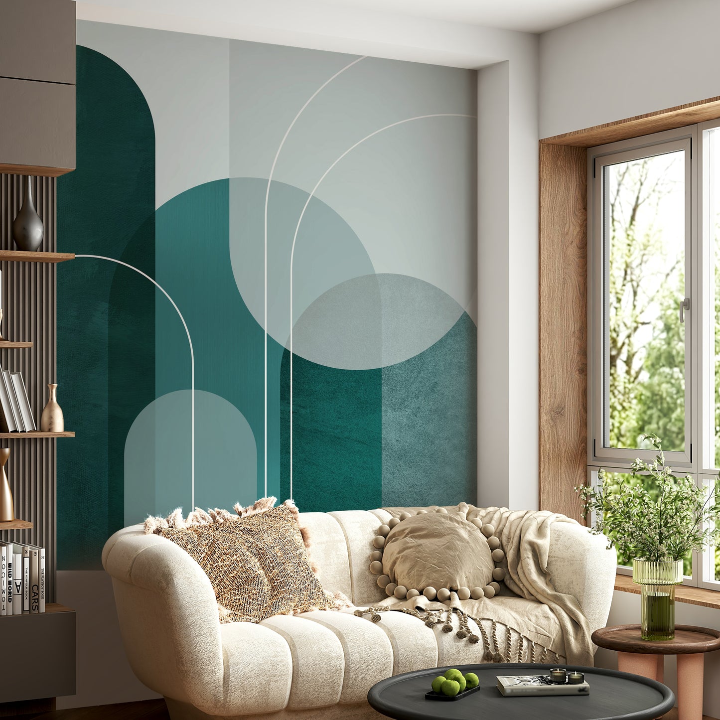 Elegant Modern Teal Arches mural for modern home decor

