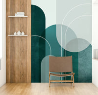 Modern geometric design with teal arches for walls

