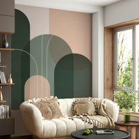 Peel-and-stick Sage Green Flow 1 wall mural for easy installation

