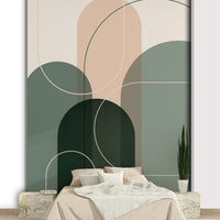 Sage Green Flow 2 mural with soft abstract lines

