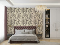 Ink black wallpaper for study or reading room décor

