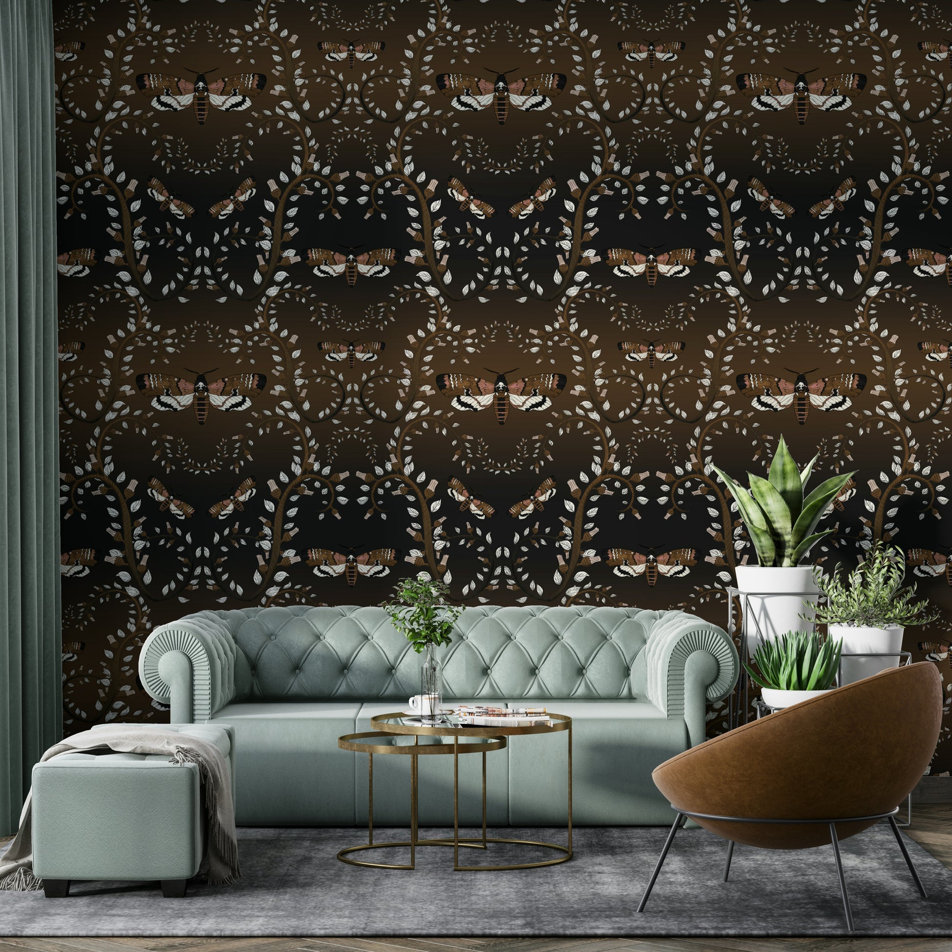 Nature-inspired wallpaper with earthy gothic twist

