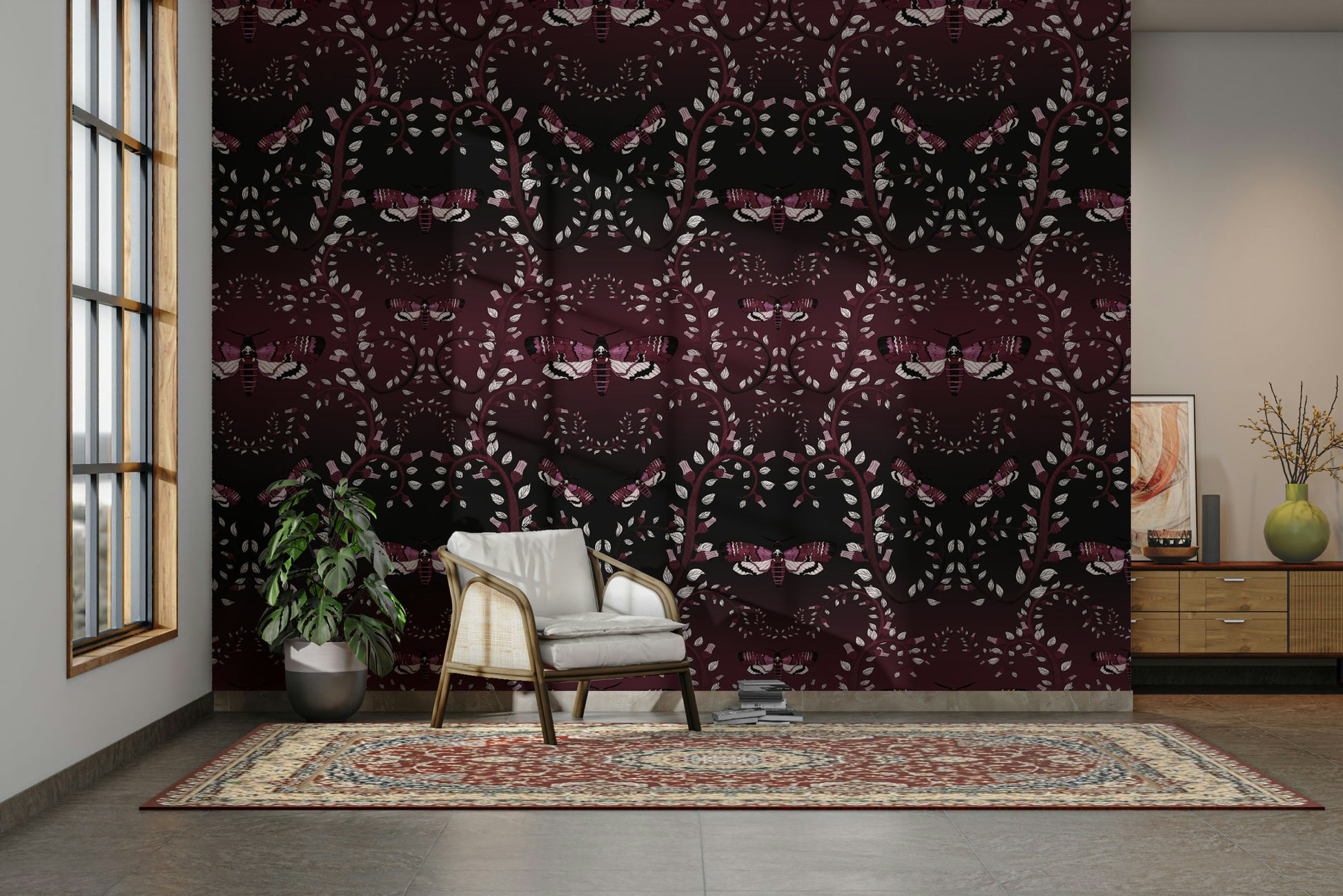 Rich red moths on deep background wallpaper

