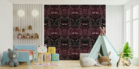 Bedroom with Crimson Moth Dance mural wallpaper

