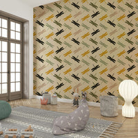 Earthy green wallpaper for natural home feel

