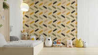 Dragonflies Flying wallpaper in mustard green

