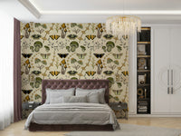 Fall-inspired mural wallpaper with natural elements

