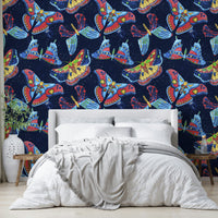 Dreamy wallpaper for walls with cosmic moths

