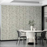 Sharp black lines on white textured wallpaper

