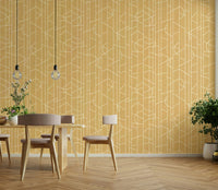 Mural wallpaper with soft golden curved lines


