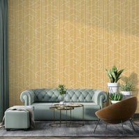 Soft golden wall mural with gentle line detail

