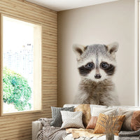 Mural wallpaper featuring baby raccoon illustration

