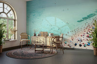 Energetic Beach People Wall Mural for a fun, sunny atmosphere.

