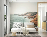 Rugged Big Sur coastline captured in a breathtaking wall mural.

